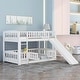 preview thumbnail 3 of 10, Twin Over Twin Low Bunk Bed with Slide, with Fence and Ladder for Toddler Kids Teens
