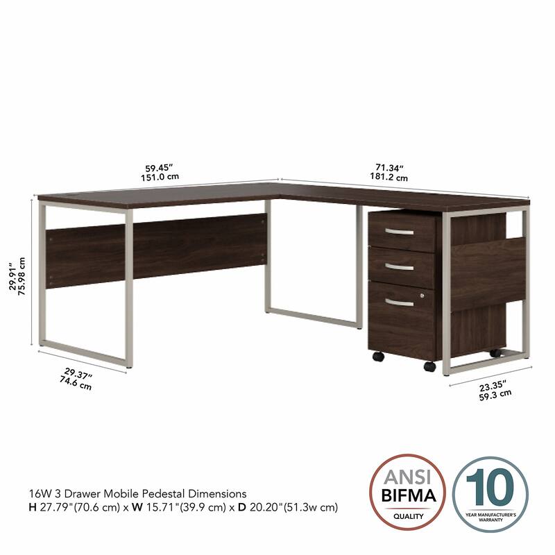 Hybrid 60W L Shaped Table Desk with Drawers by Bush Business Furniture