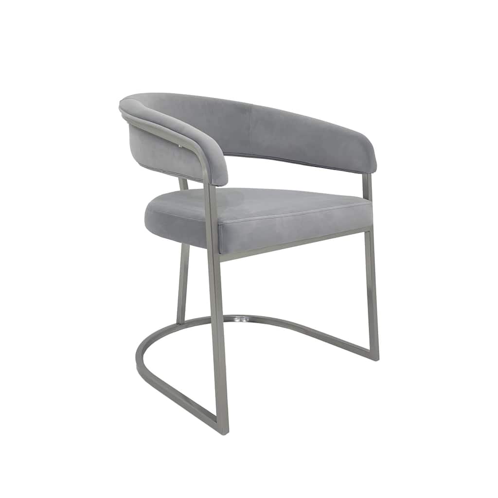 Dining Chair with Velvet Cushion and Matte Silver Legs
