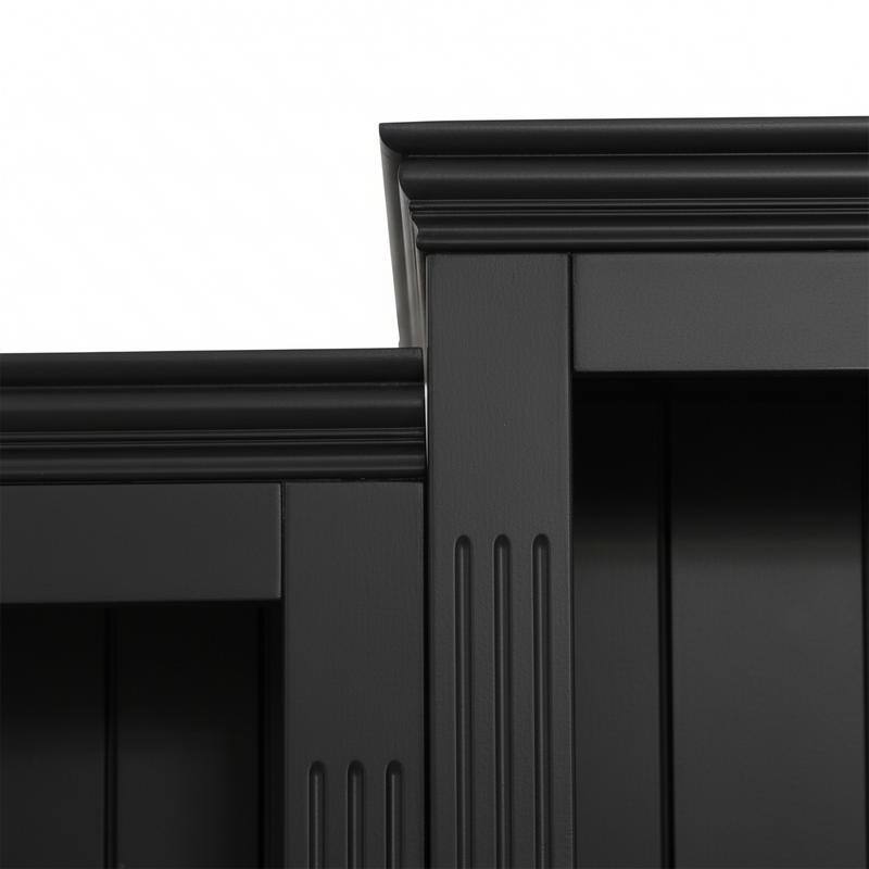 Farmhouse 3-Piece 78.75"Tall Bookcase Cabinet with and 4-Tier Display Shelf Adjustable LED Lighting