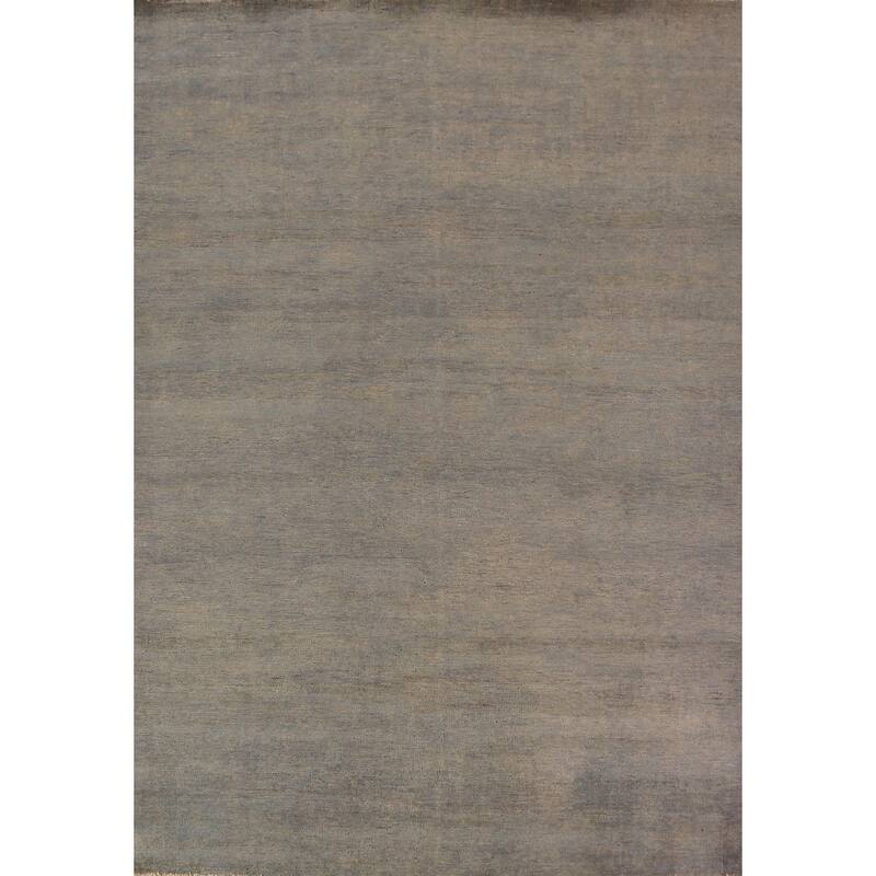 Gray & Beige Modern Gabbeh Oriental Area Rug Hand-Knotted Wool Carpet - 6'7" x 9'3"