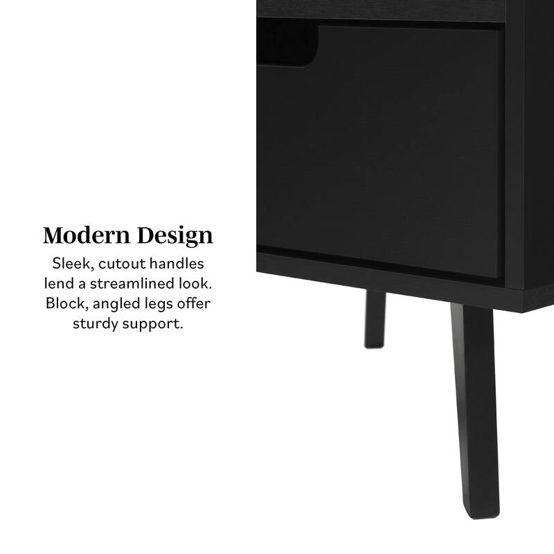 Sleek 1-Drawer Nightstand with Mid-Century Legs and Smooth Metal Glides
