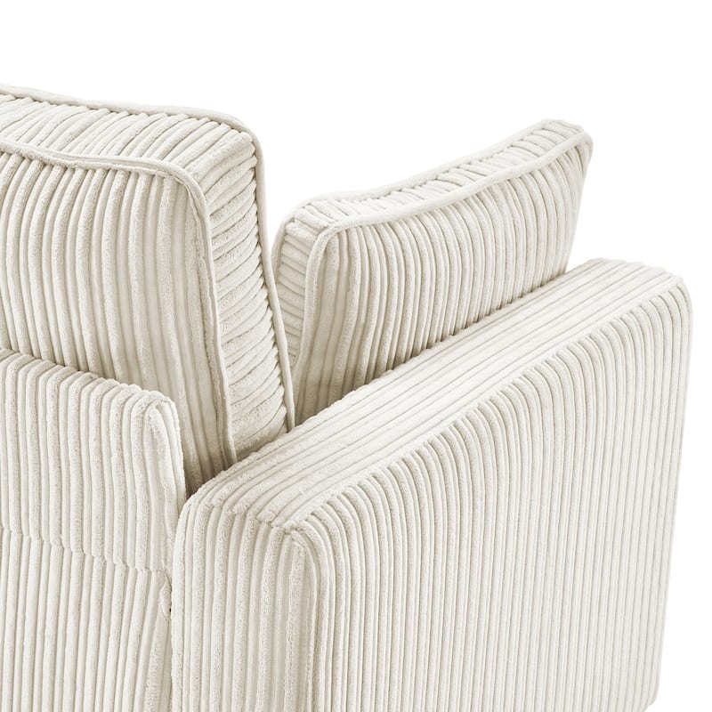 81" Modern Corduroy 3 Seater Sofa, Polyester Rectangle Upholstered Sofa with Wood Base for Living Room - 81"W X 33"D X 26"H