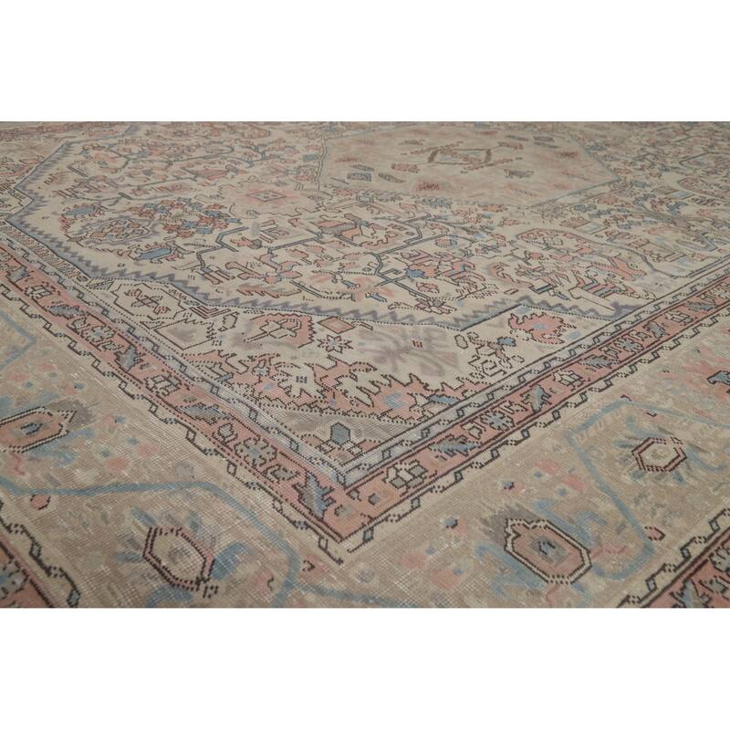 Geometric Tabriz Persian Area Rug Oriental Hand-Knotted Wool Carpet - 8'0"x 10'6"
