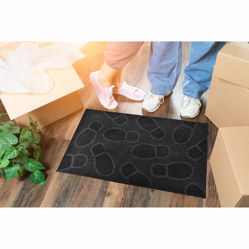 Outdoor Front Door Mat 30x18 Rubber Shoeprint