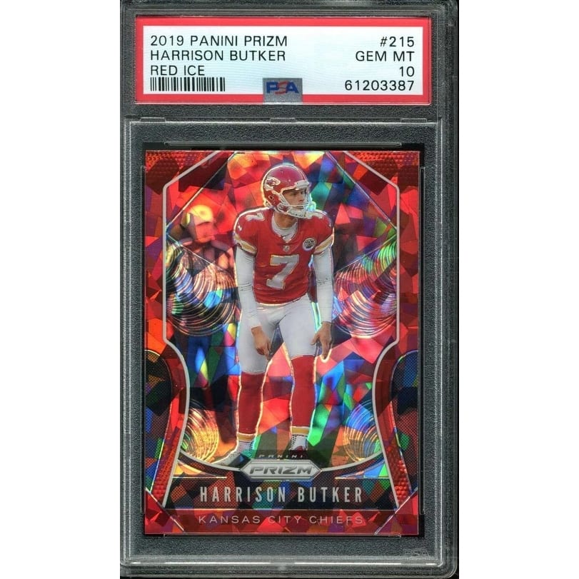 Harrison Butker 2019 Panini Prizm Red Ice Football Card #215 Graded PSA 10 - 8' x 11'