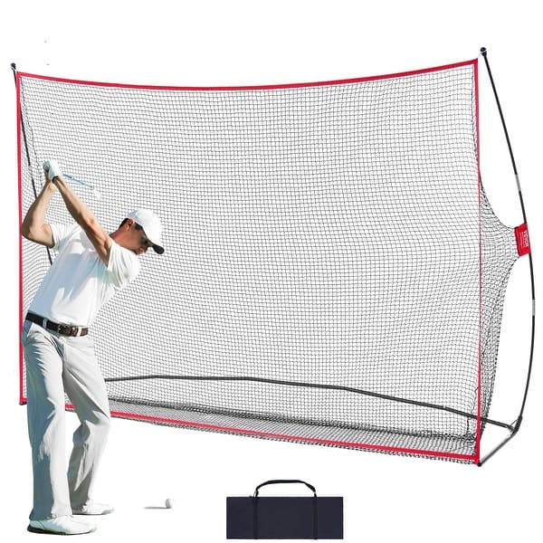 slide 2 of 19, VEVOR Golf Practice Hitting Net Portable Home Golf Aid Net with Solid Fiberglass Frame and Carry Bag 10.8x7ft - no Target