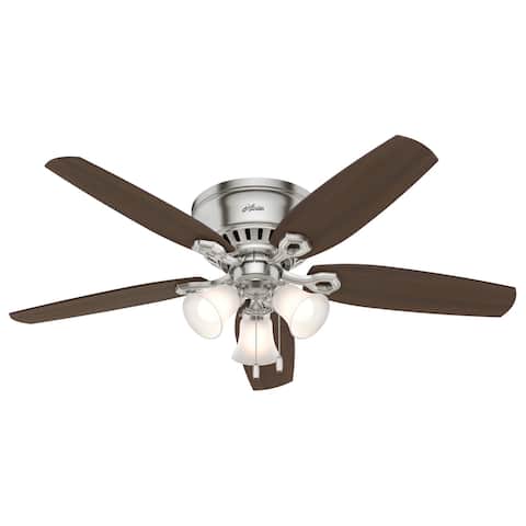 Hunter 52" Builder Low Profile Ceiling Fan with 3-Light Light Kit and Pull Chain