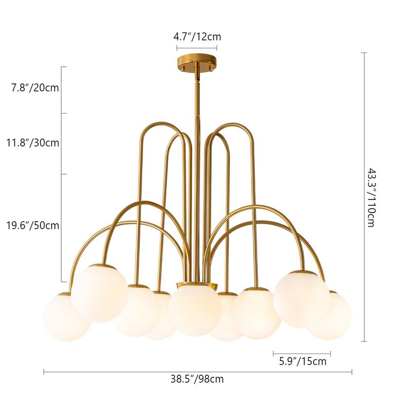 6/ 10-Light Modern Glam Sputnik Cluster Frosted Glass Globe Bubble Chandelier for Dining Room over Table