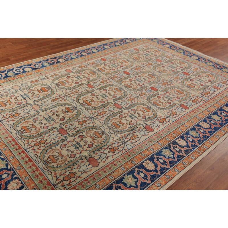 All-Over Heriz Serapi Vegetable Dye Area Rug Handmade Wool Carpet - 6'11"x 9'10"