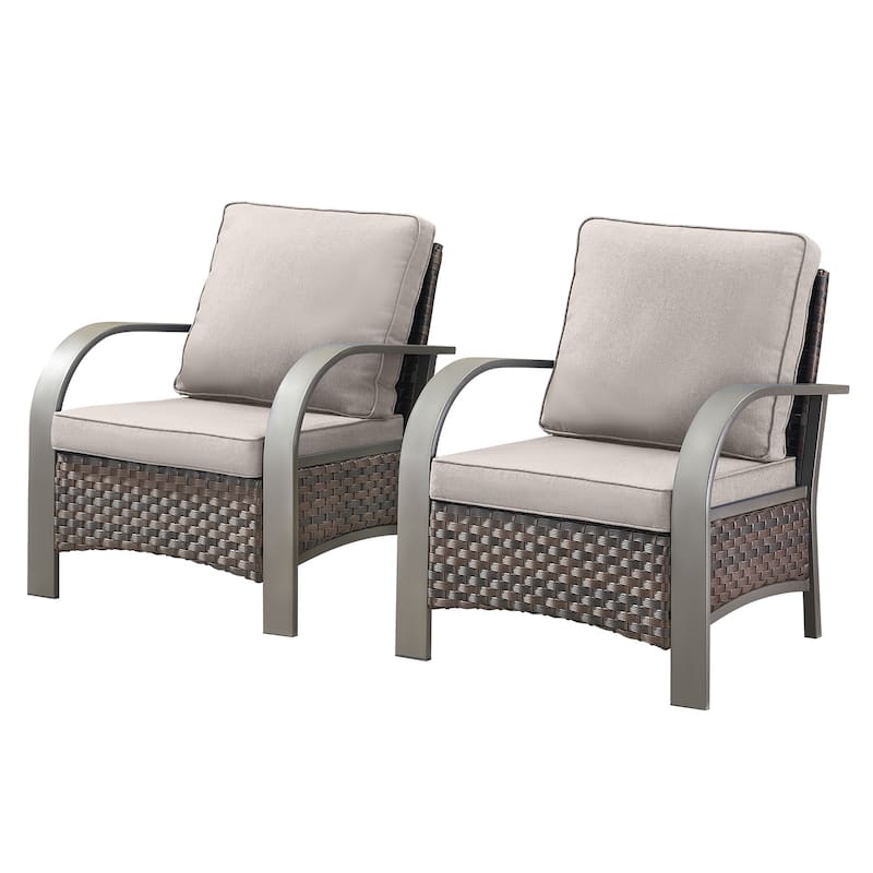 4 Piece Outdoor Patio Rattan Chair with Ottomans