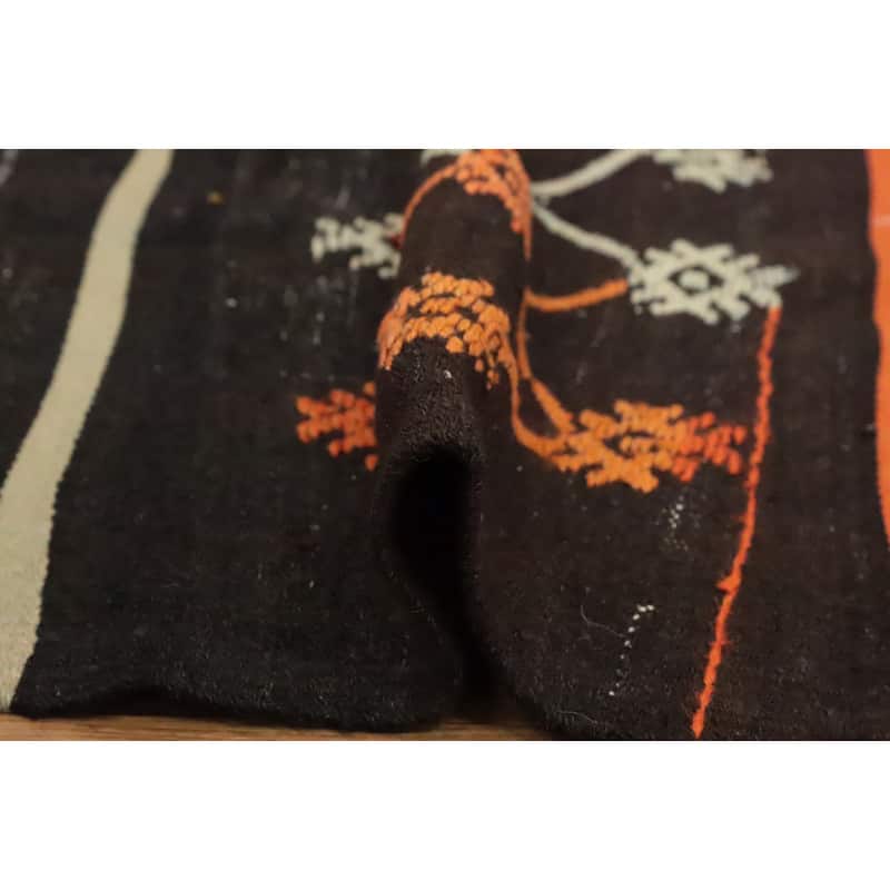 Hand Woven Oriental 100% Wool Carpet Southwestern Tribal Brown Kilim Area Rug - 9' 4'' X 5' 6''