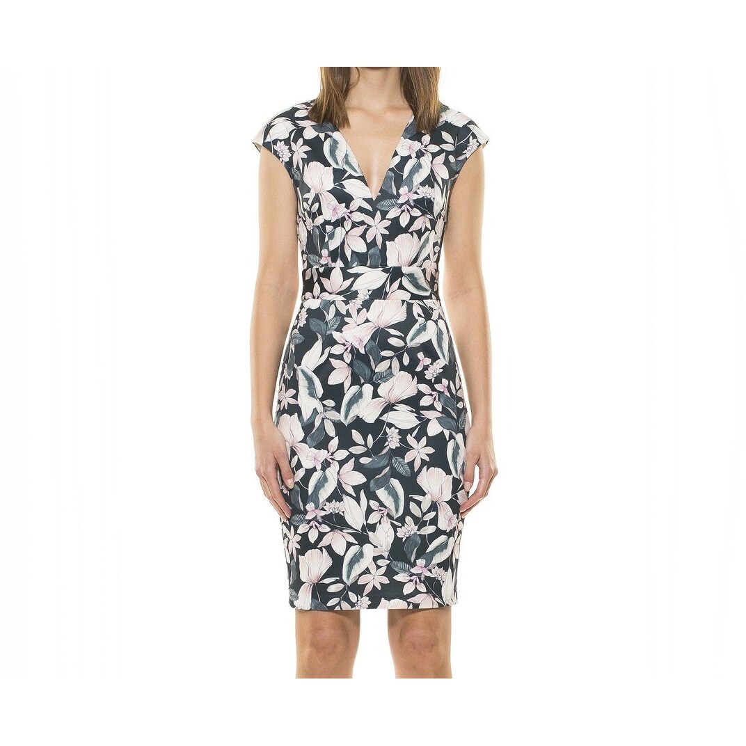 alexia admor blue ivory floral dress