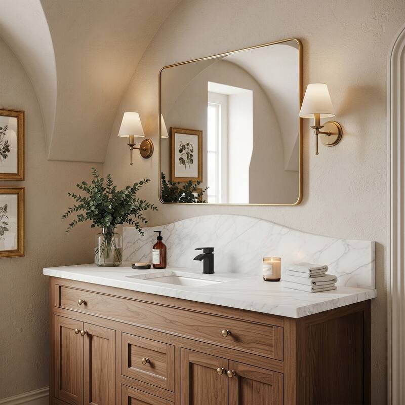 Single Handle Single Hole Waterfall Bathroom Faucet with Pop‑Up Drain