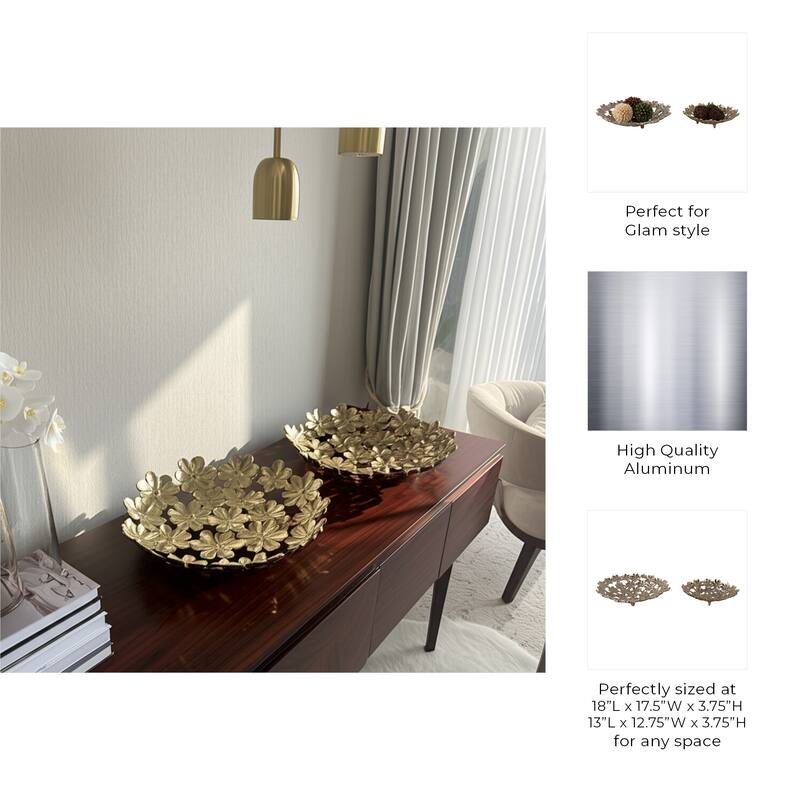 Aluminum Decorative Vase Floral Openwork Design Glam Style Modern