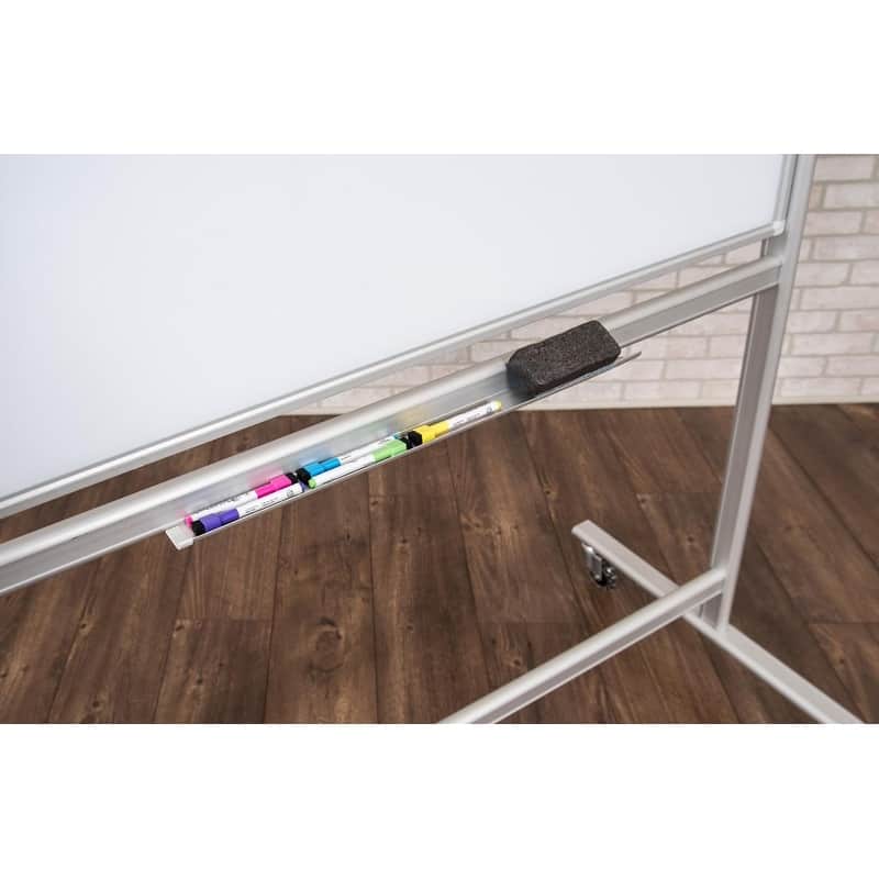 Luxor 48"W x 36"H Double-Sided Mobile Magnetic Glass Marker Board