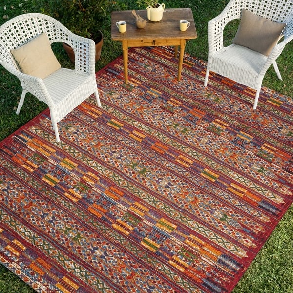 Shop Alexander Home Armanda Modern Tribal Indoor Outdoor Area Rug On Sale Overstock 28875787 10 6 X 13 9 Red Multi