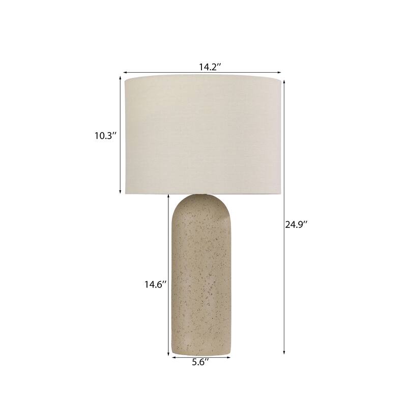 26" Painted Ceramic Accent Table Lamp with Drum Linen Shade