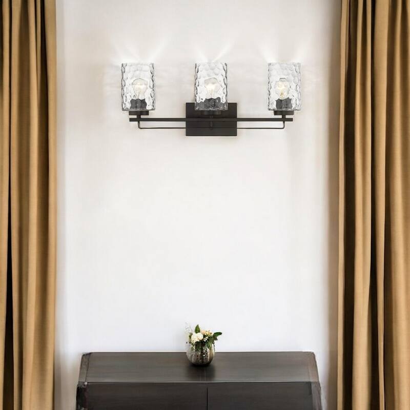 120 Voltage Transitional Flush Mount Vanity Light with Clear Glass Shade and Dimmable Hardwired Fixture