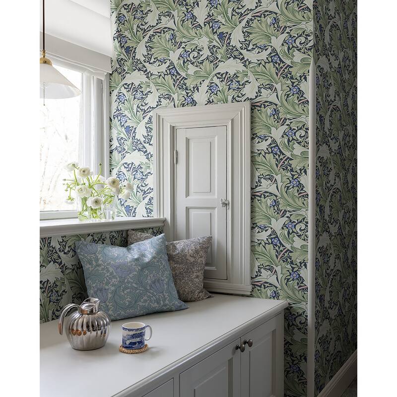A-Street Prints Granville Green Leafy Vine Wallpaper