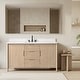 preview thumbnail 27 of 72, Vanity Art Lucerne Freestanding Bathroom Vanity with Stone Top, Hidden Power Station, Hair Dryer Holder, USB Charging Shelf 60" - Light Wheat