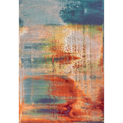 Domani Rustic Blues Distressed Sunset Area Rug