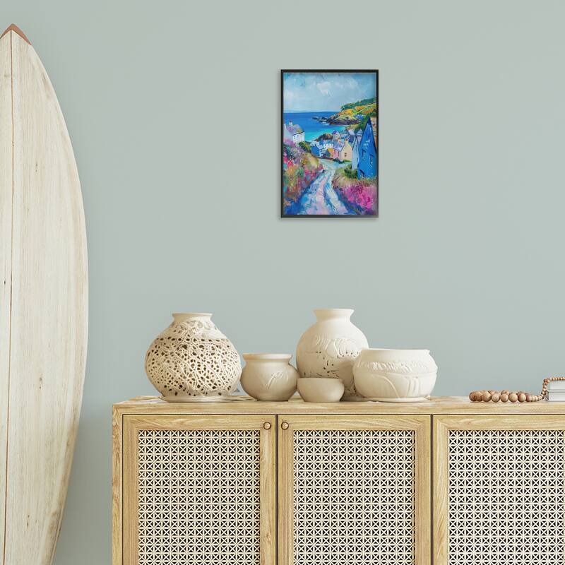 Stupell Seaside Town Overlook Framed Giclee Art Design By LSR Design Studio