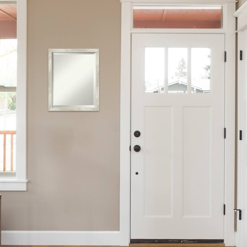 Beveled Wall Mirror - Crackled Metallic Narrow Frame - Crackled Metallic Narrow