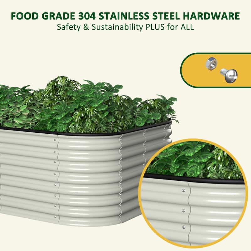 VEIKOUS 24''H Galvanized Raised Garden Bed, Durable Outdoor Planter Box with Rust-Resistant Steel