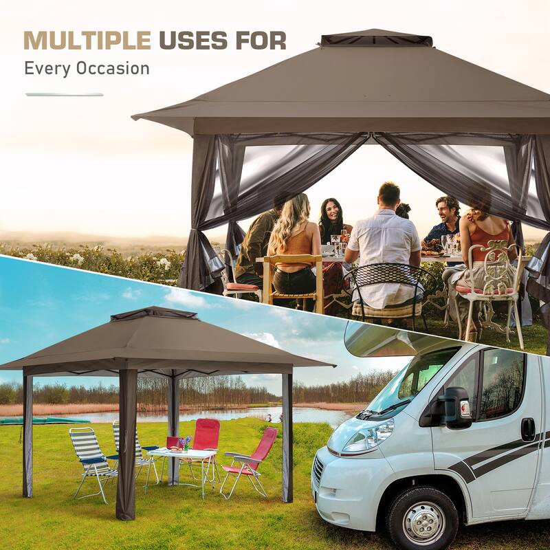 EAGLE PEAK 13x13 Pop Up Gazebo with Mosquito Netting, Easy Up Screened Canopy for Patio and Backyard, Easy Set-up Outdoor Gazebo