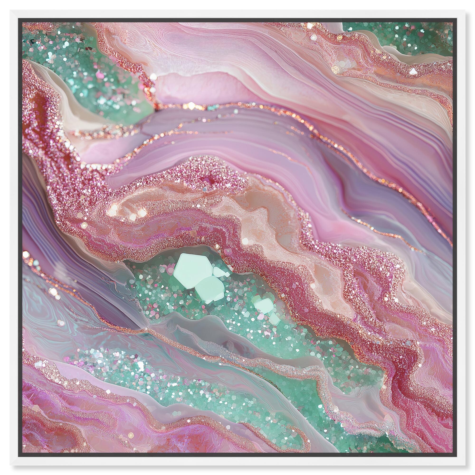 Pink and Mint Crystal II Canvas by Art Remedy