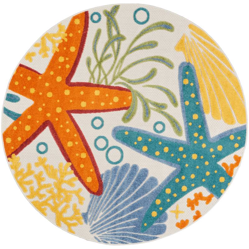 Nourison Aloha Coastal Beach Starfish Indoor/Outdoor Area Rug