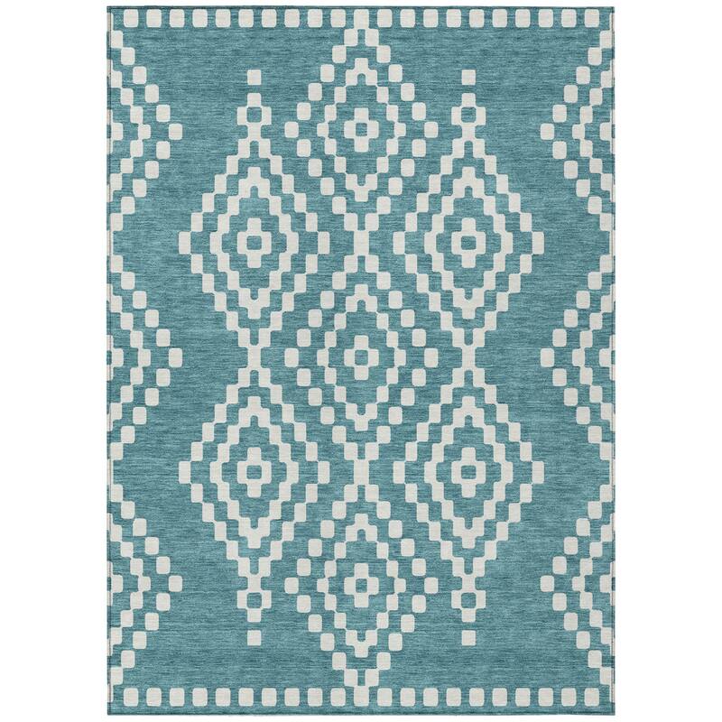 HomeRoots Geometric Transitional Rectangle Outdoor Rug
