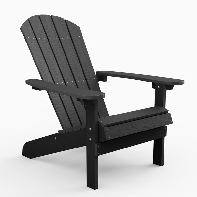 WINSOON All Weather HIPS Outdoor Plastic Adirondack Chairs Set of 4 - Black