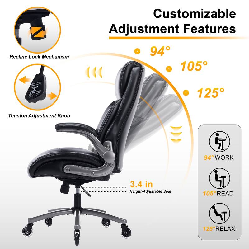 Ergonomic High-Back Office Chair in Premium Leather