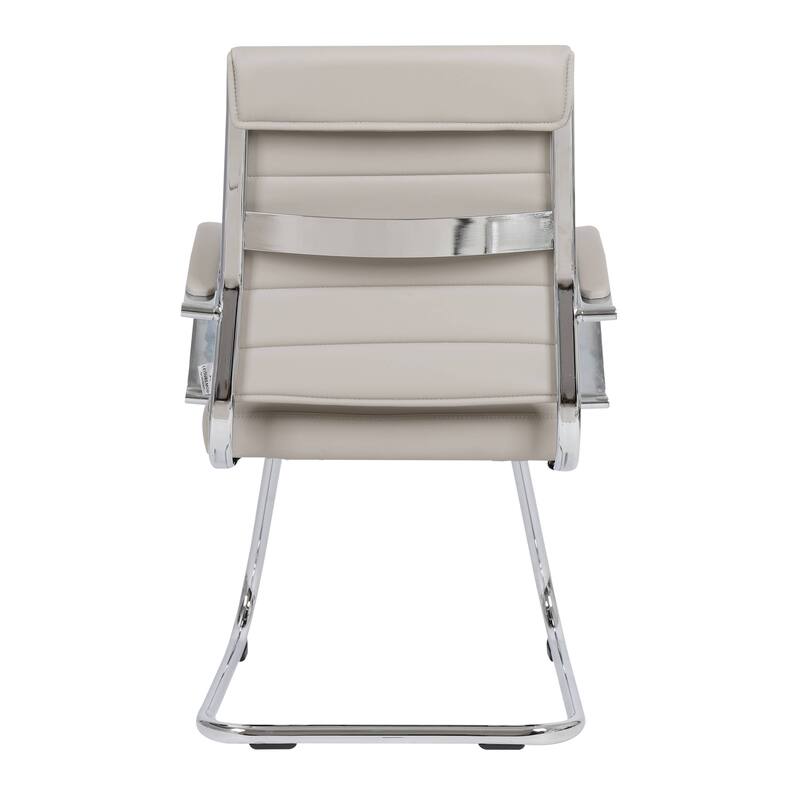 Benmar Modern Leather Office Chair with Stainless Steel Sled Base, Floor Caps, Ergonomic Desk Chair for Home Office or Workspace