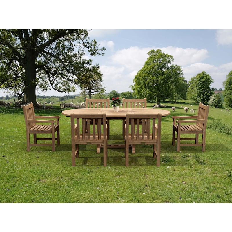 Hyde Park Natural Teak Dining Table Set - 6 Chairs