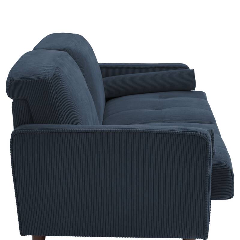 Corduroy 61.9" Loveseat Sofa Square Armrests