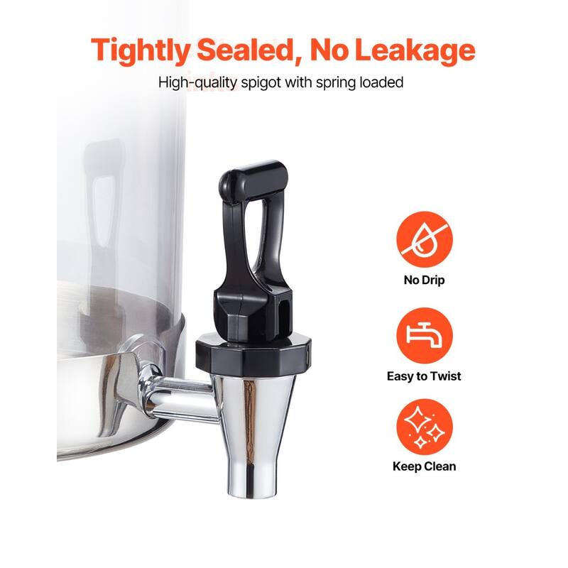 2.1 Gallon Stainless Steel Beverage Dispenser with No Drip Spigot and Ice Chamber for Events or Hotels