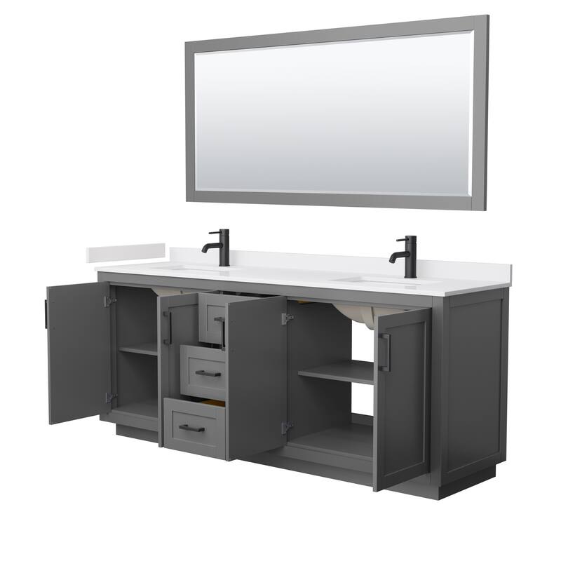 Miranda Double Vanity Set, Cultured Marble Top, 70-Inch Mirror