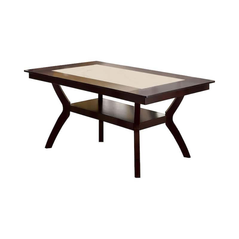 Furniture of America Copper Grove Schmidt 64-inch Wood Dining Table with Shelf - Beige