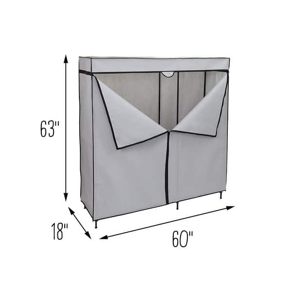 Honey-Can-Do Grey 60-Inch Wide Double Door Portable Closet with Cover ...