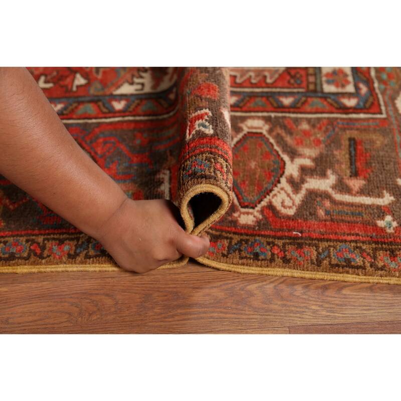 Geometric Heriz Persian Vintage Area Rug Hand-Knotted Wool Carpet - 8'3"x 10'10"