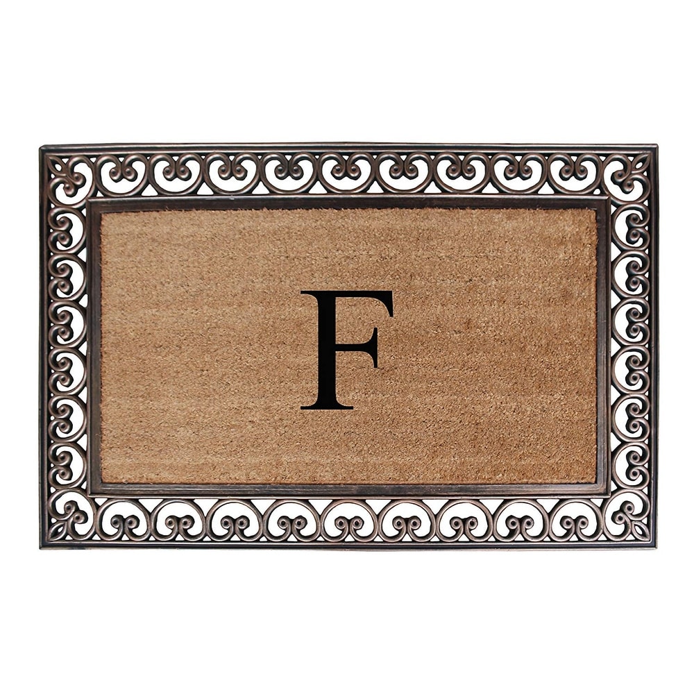 A1 Home Collections Rubber Coir Classic Paisley Border Monogrammed Welcome Entrance Doormat