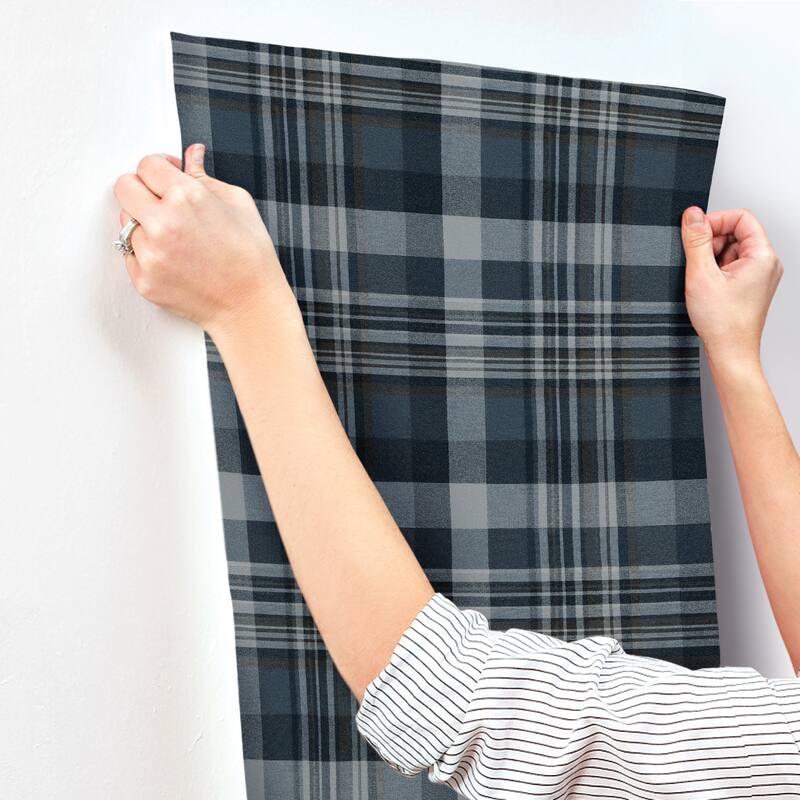 Dutton Plaid Indigo Wallpaper
