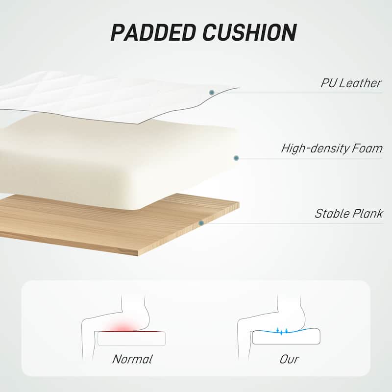 Home Office Chair No Arms with Wheels, PU Leather Desk Chair with Adjustable Height