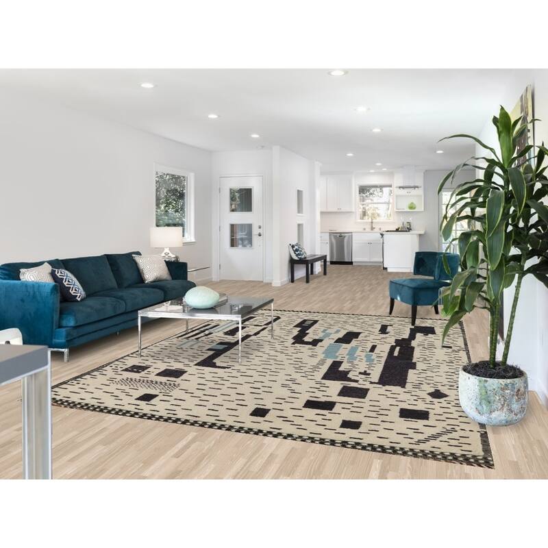 Moroccan Abstract Rug Hand-Knotted Wool Carpet - 7'8"x 10'3"
