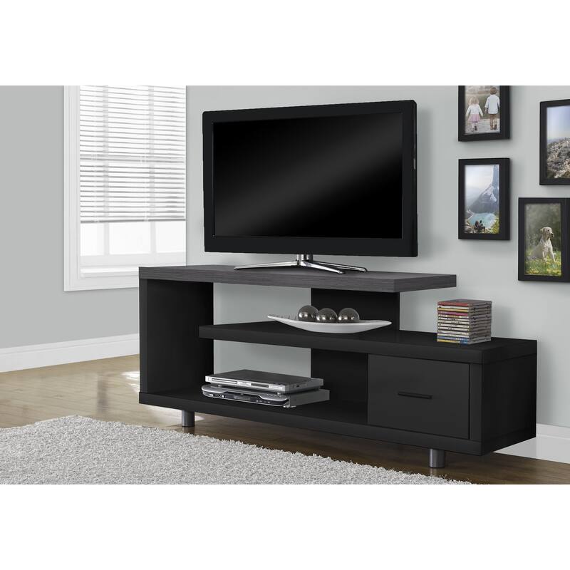 60 Inch TV Stand with Storage Cabinet, Art-Deco Design Entertainment Center, Three Spacious Shelves, Fits 80-89 inch TVs