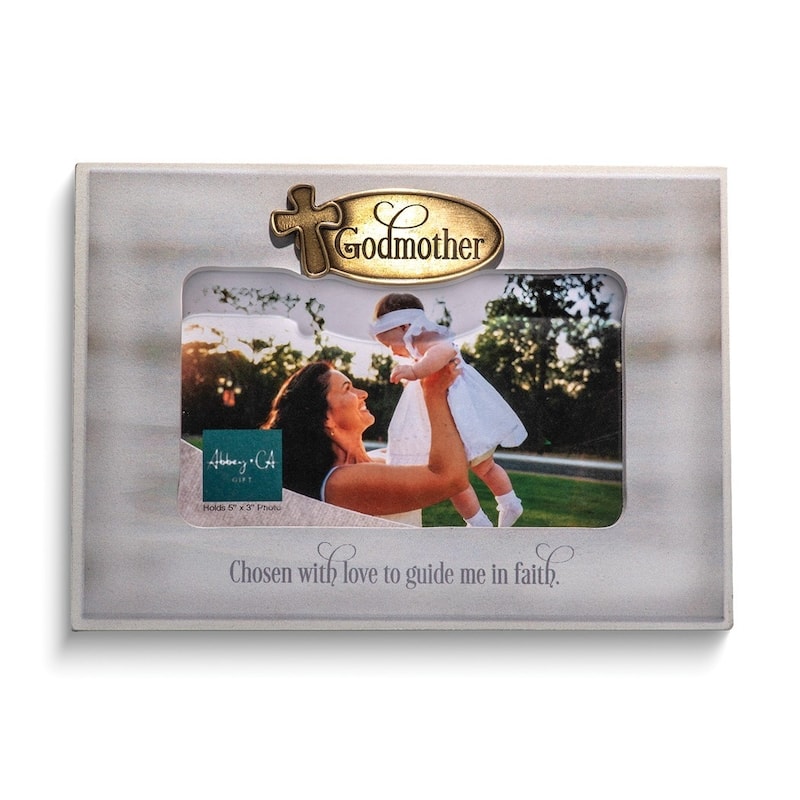 Curata Godmother Chosen with Love to Guide Me in Faith Brass-Tone and Wooden 3x5in Photo Frame