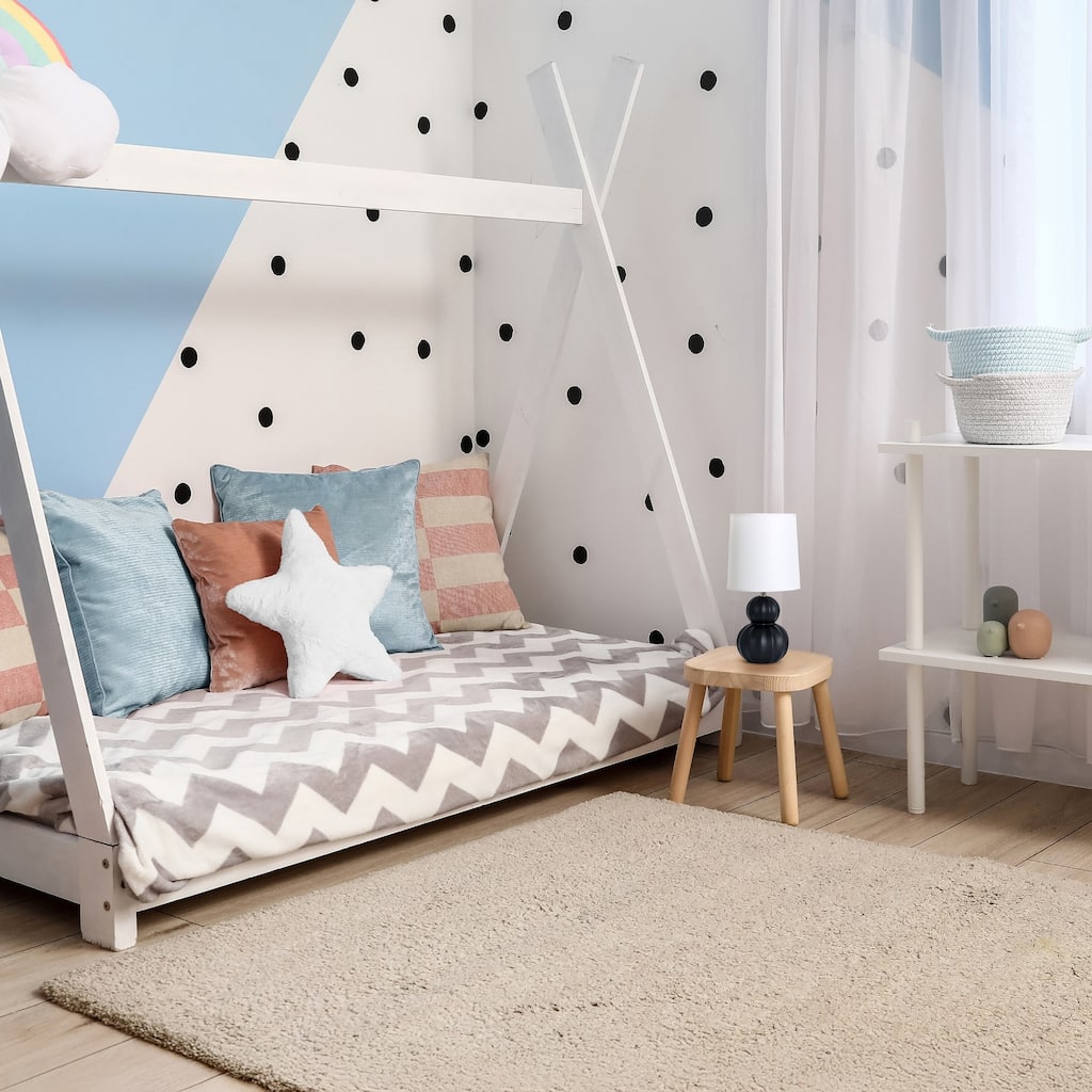 Stacked Double Gourd Ceramic Table Lamp with Tapered Shade - 12.5" - Black